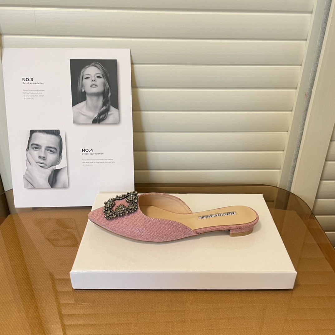 Manolo Blahnik pointed toe flat slippers-Luxeon