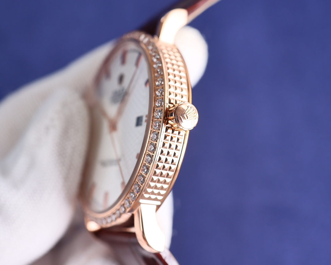 Rolex Wristwatch Cowhide Band Sapphire Glass-Luxeon