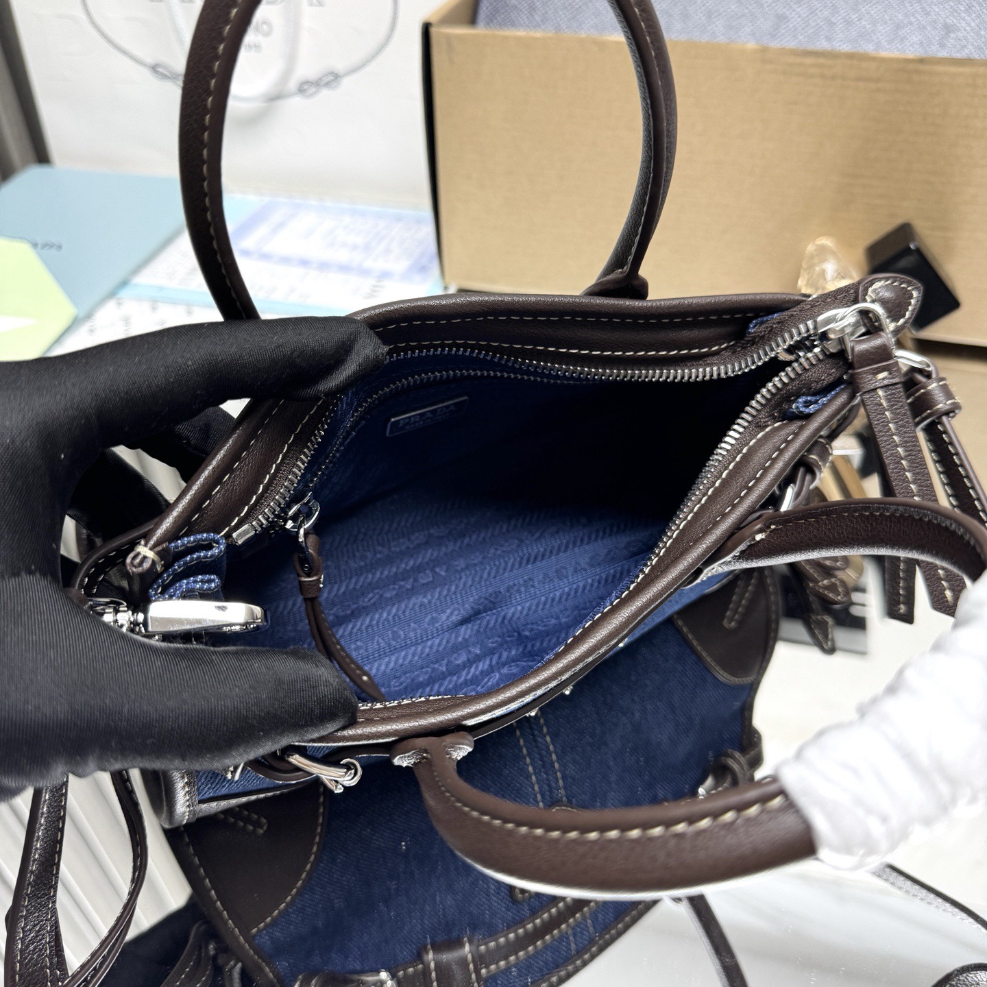 Denim canvas tote bag 23.5*12*9cm