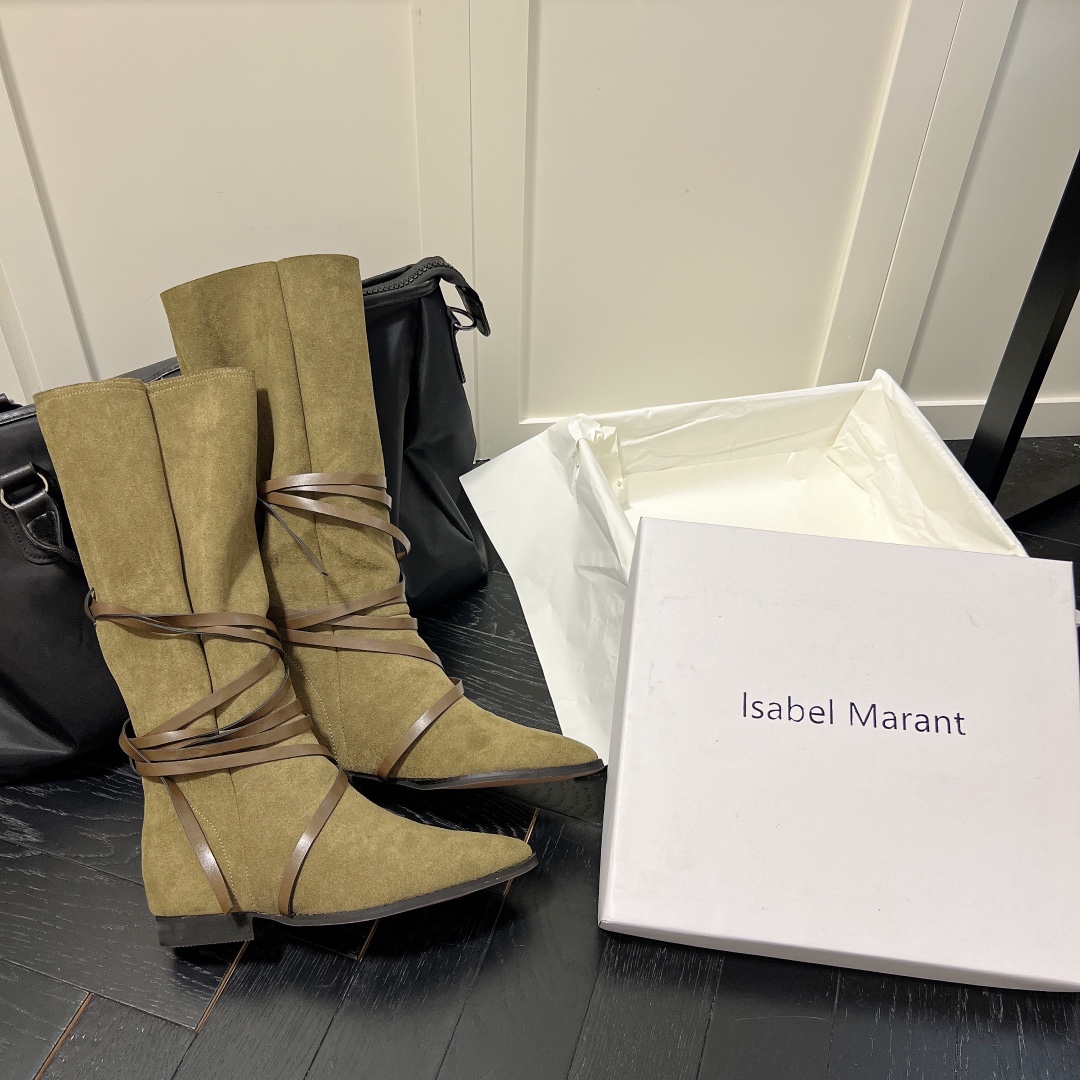 Isabel Marant strips style high knee boots-Luxeon