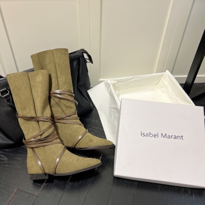 Isabel Marant strips style high knee boots-Luxeon
