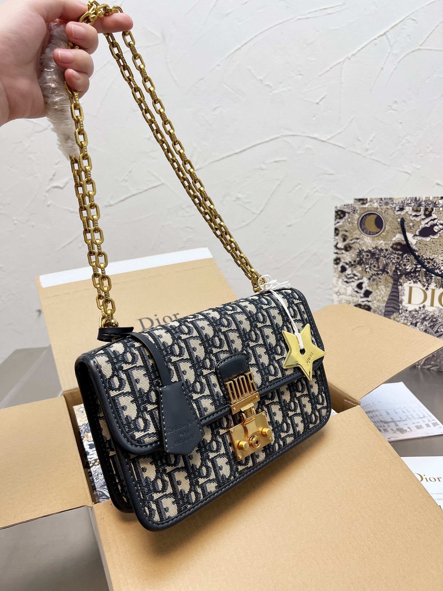 D style Addict Shoulder Bags Metal Chain Bags-Luxeon