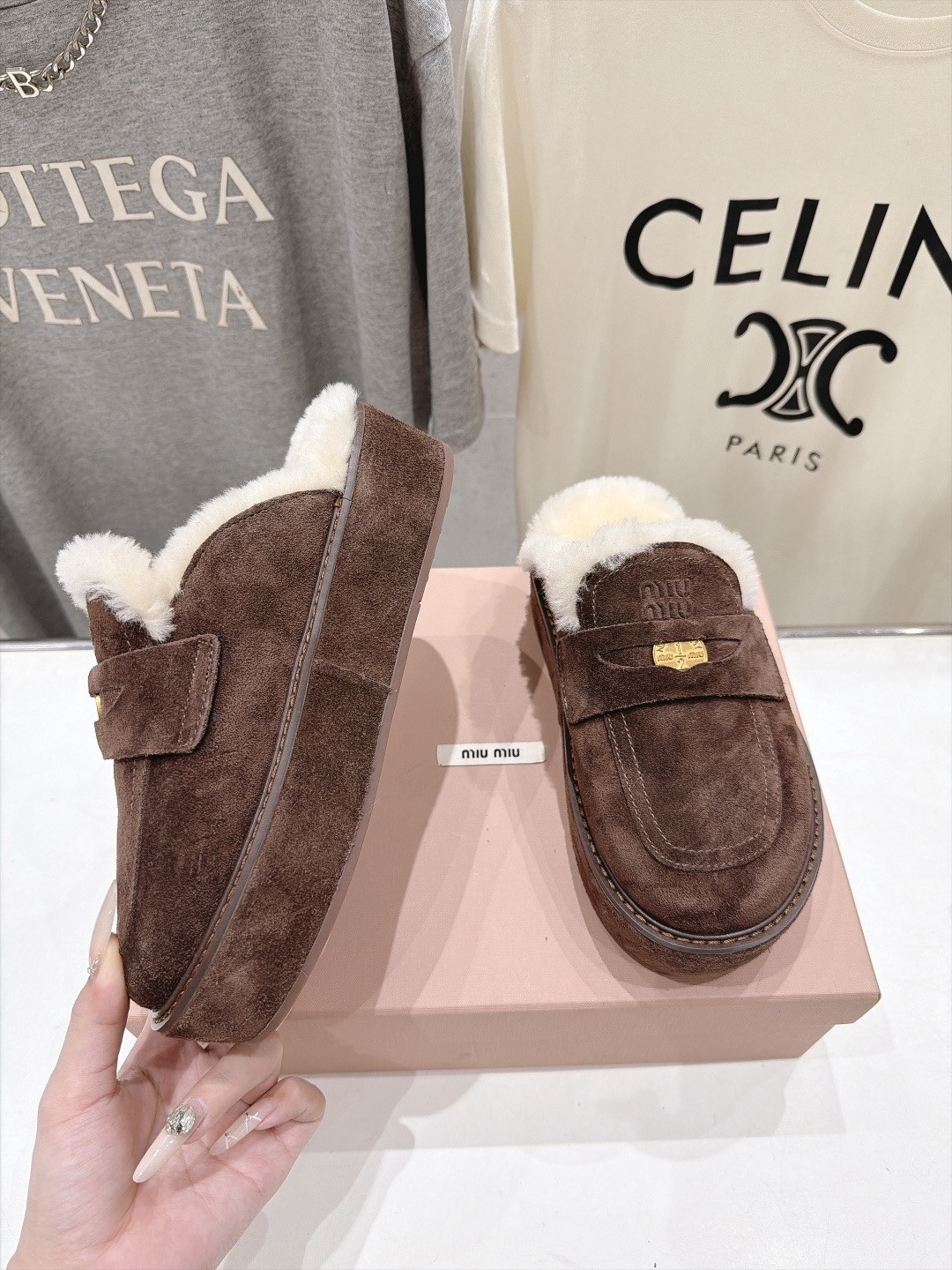 Platform wool slippers 35-40
