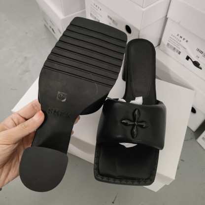 Smfk solid black slippers top quality-Luxeon