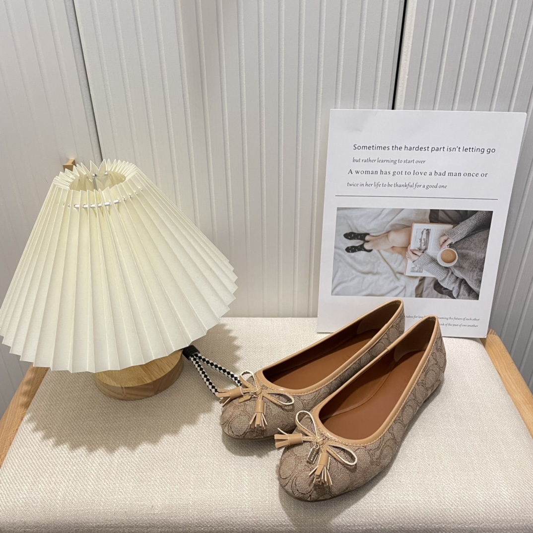 Coach new women bow-knot loafers flats-Luxeon