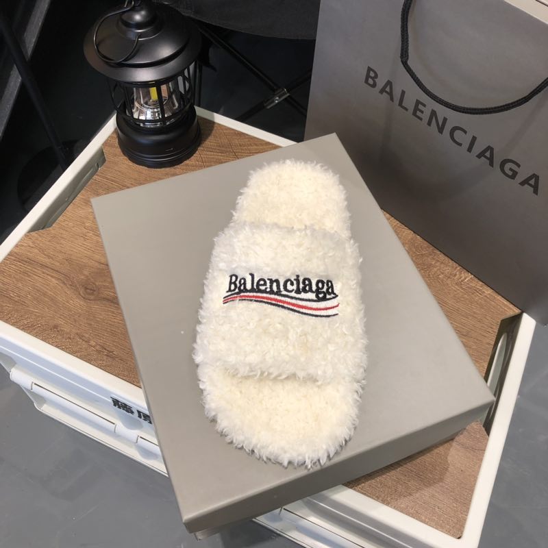 B style new women fur slippers with logo upper-Luxeon