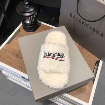 B style new women fur slippers with logo upper-Luxeon