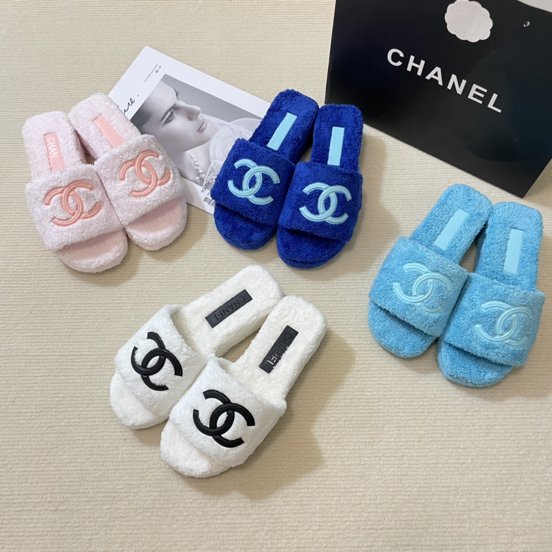 C style double-c terry wool slippers-Luxeon