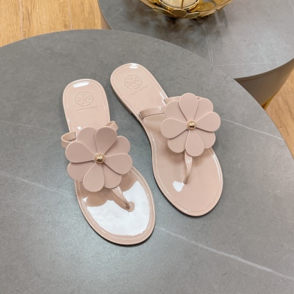 Tory Burch PVC summer new flower decoration slippers flop flips-Luxeon