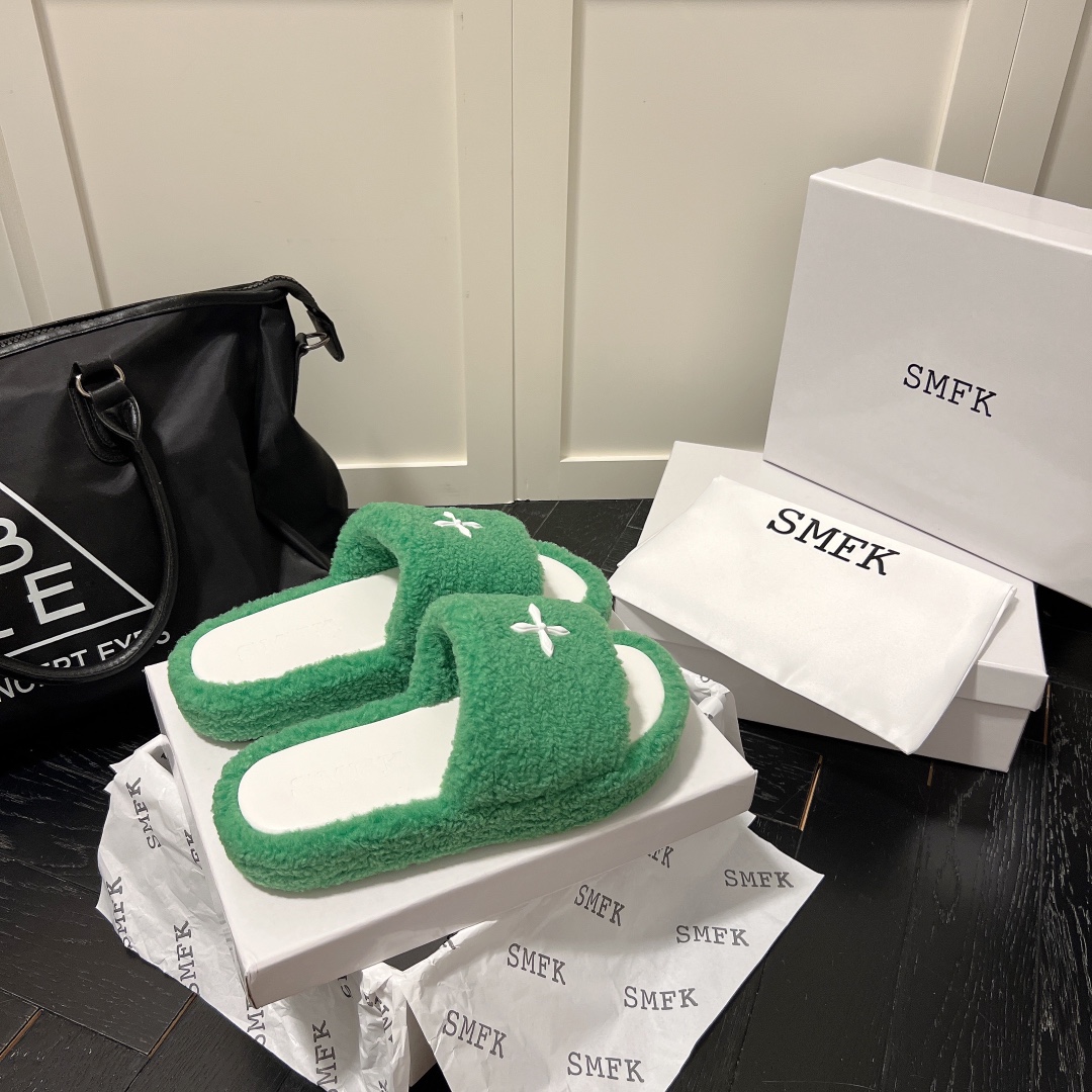 SMFK new wool fuzz slippers-Luxeon