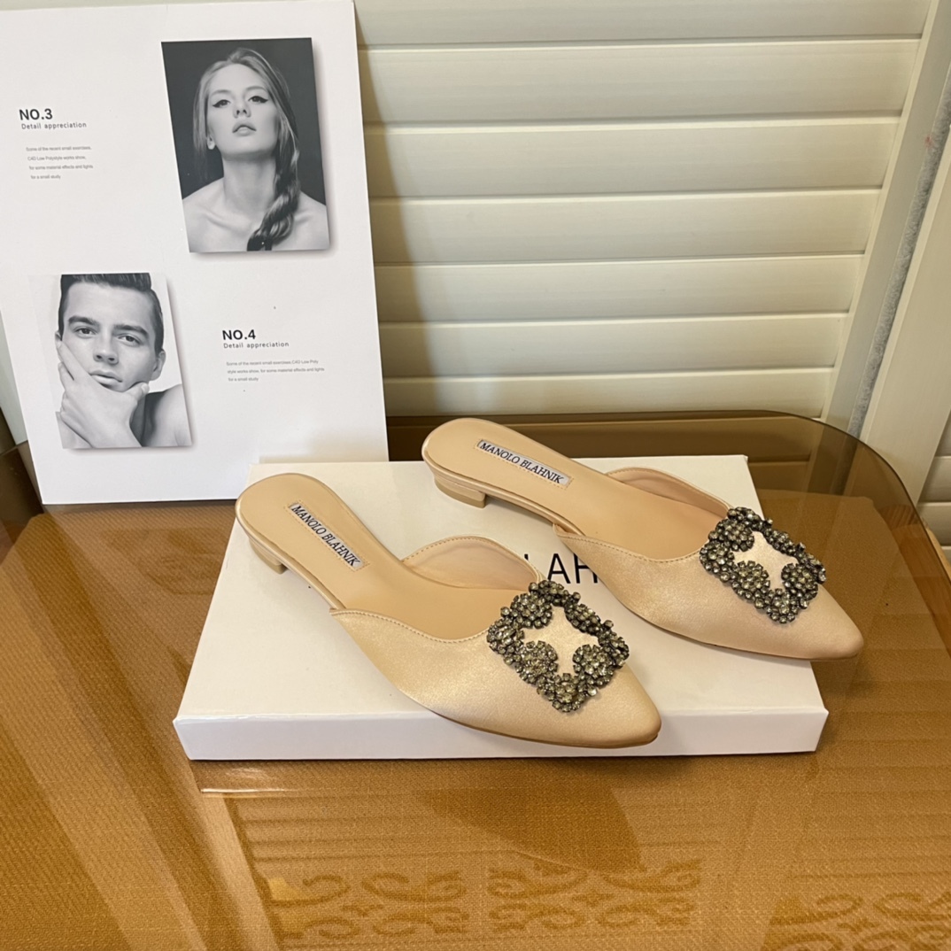 Manolo Blahnik pointed toe flat slippers-Luxeon