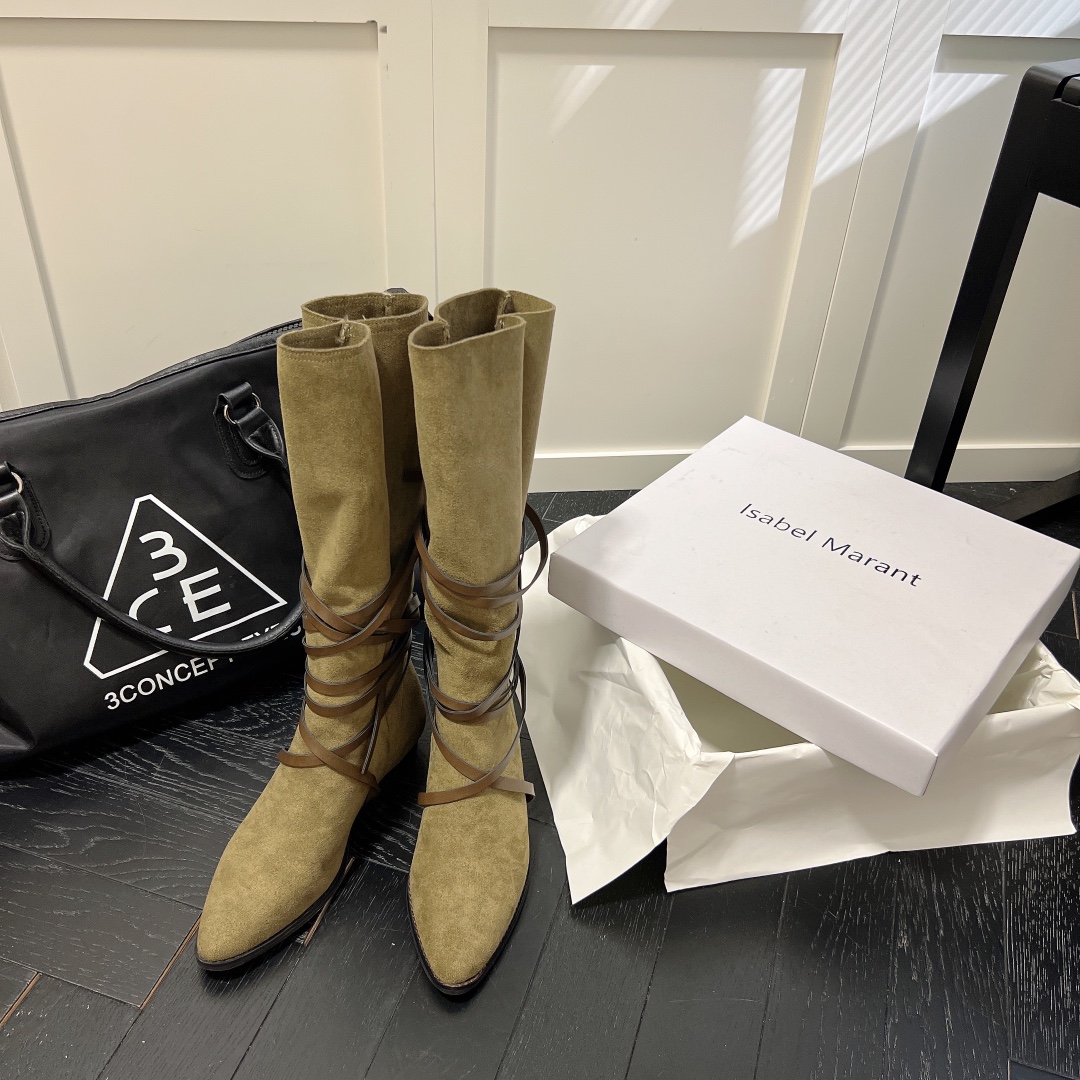 Isabel Marant strips style high knee boots-Luxeon