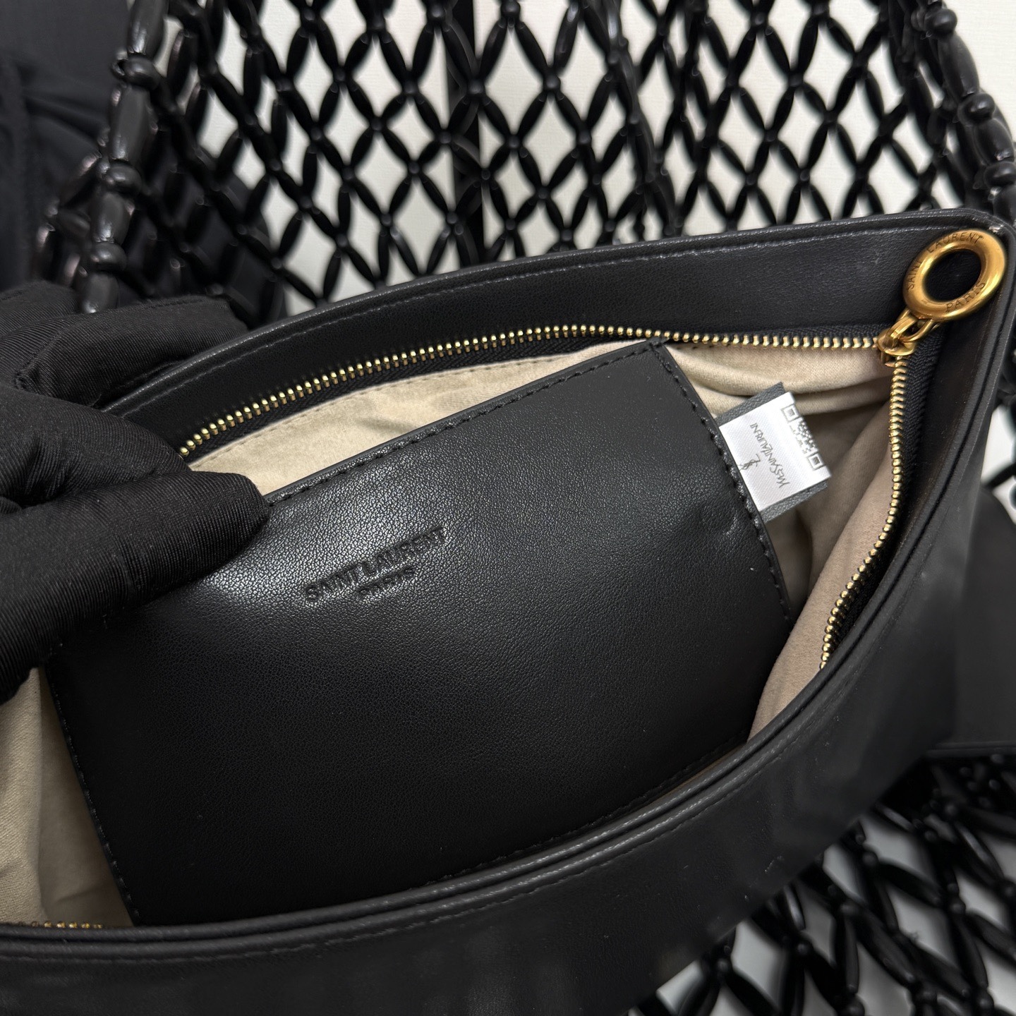 Beaded woven tote bag
