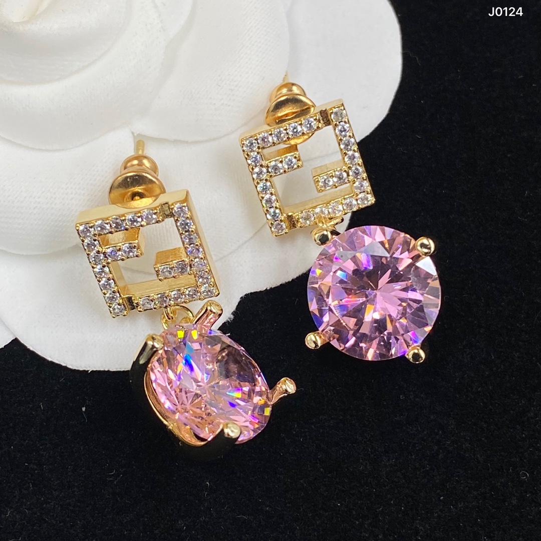 F style Classic Rhinestone Earrings-Luxeon