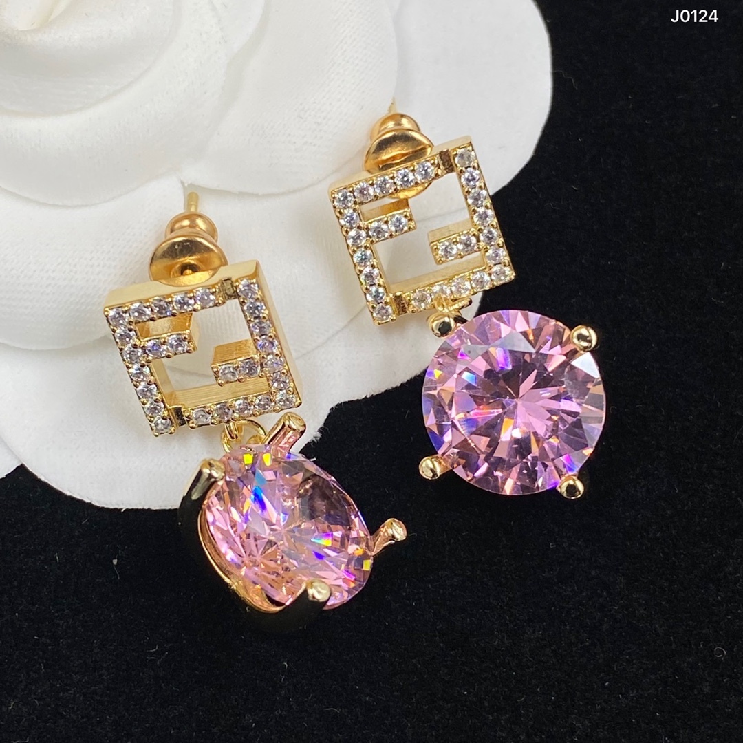 F style Classic Rhinestone Earrings-Luxeon