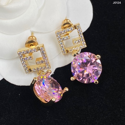 F style Classic Rhinestone Earrings-Luxeon