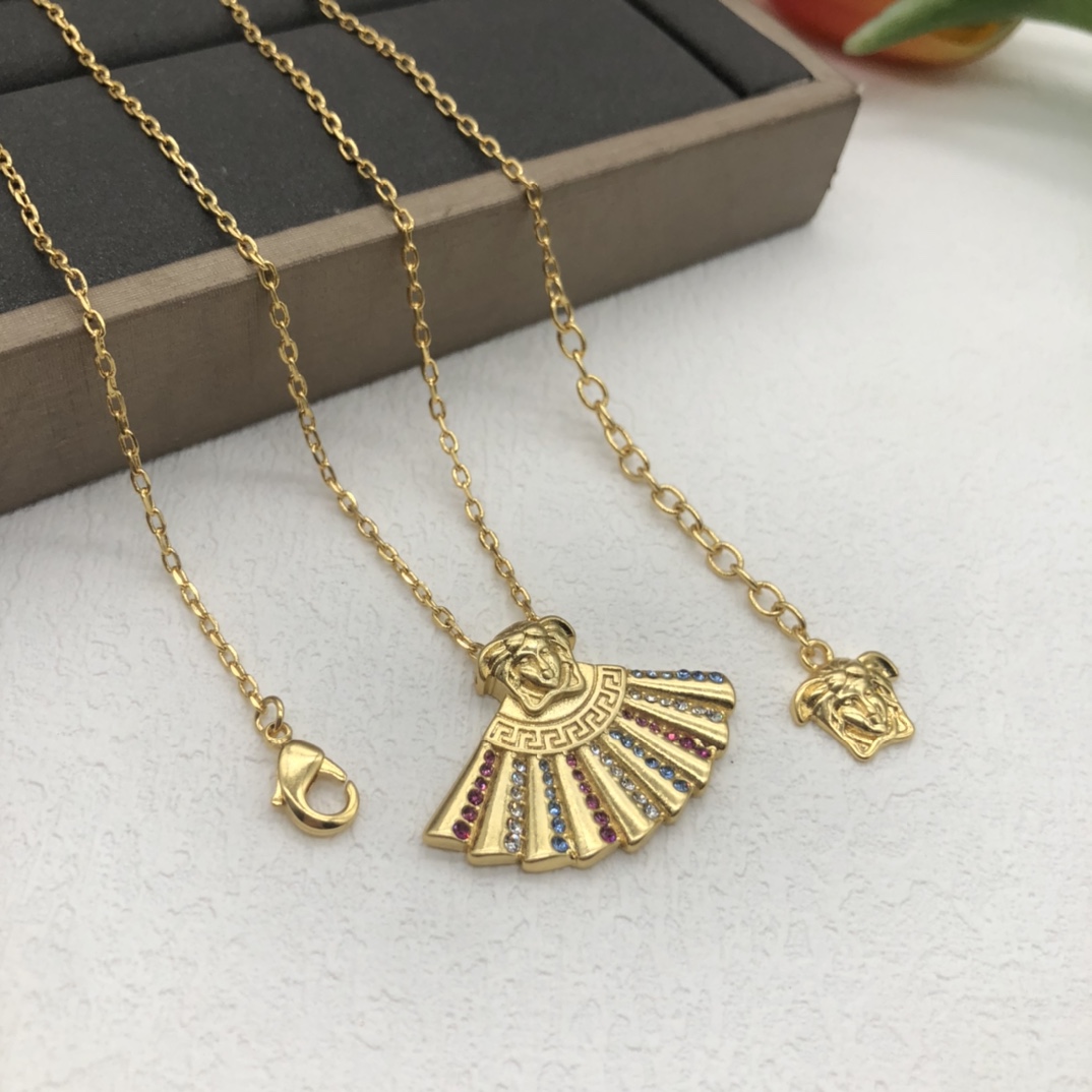 Versace Small Skirt Rhinestone Necklace-Luxeon