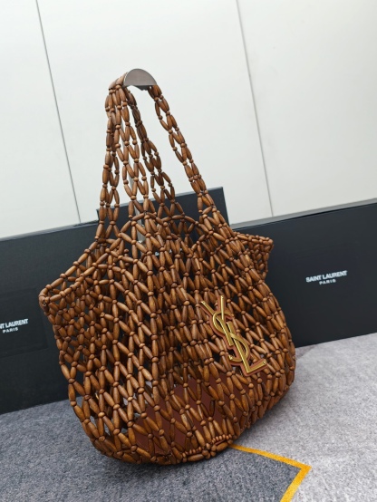 Beaded woven tote bag