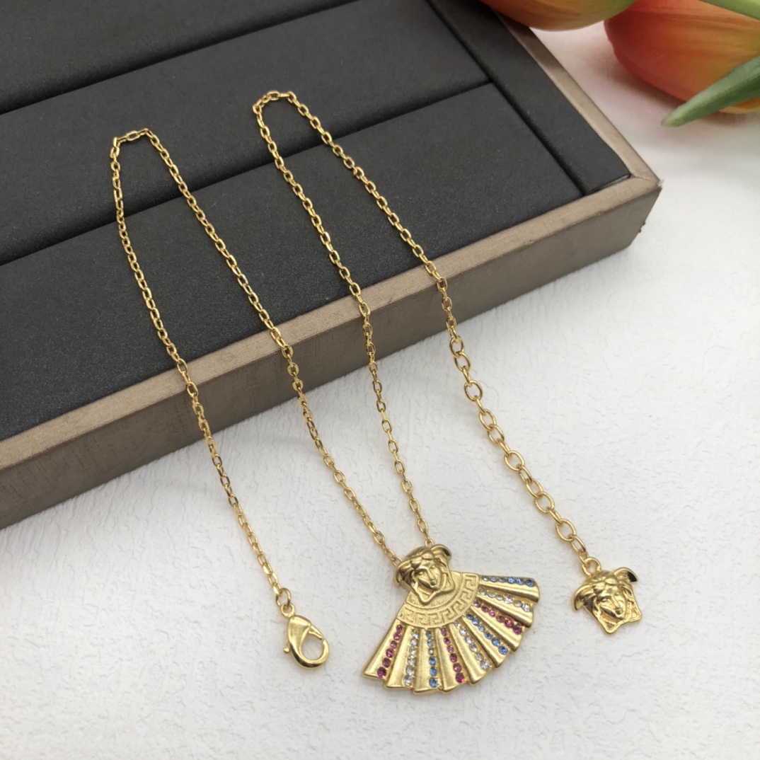 Versace Small Skirt Rhinestone Necklace-Luxeon