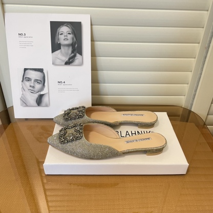 Manolo Blahnik pointed toe flat slippers-Luxeon