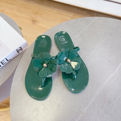 Tory Burch PVC summer new flower decoration slippers flop flips-Luxeon