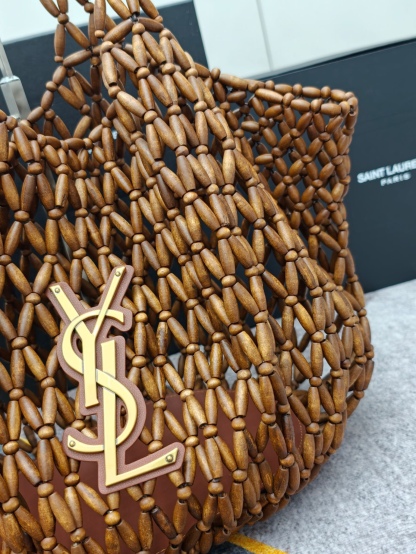 Beaded woven tote bag