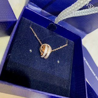 Swarovski Pure Crystal Double Ring Swan Necklace-Luxeon