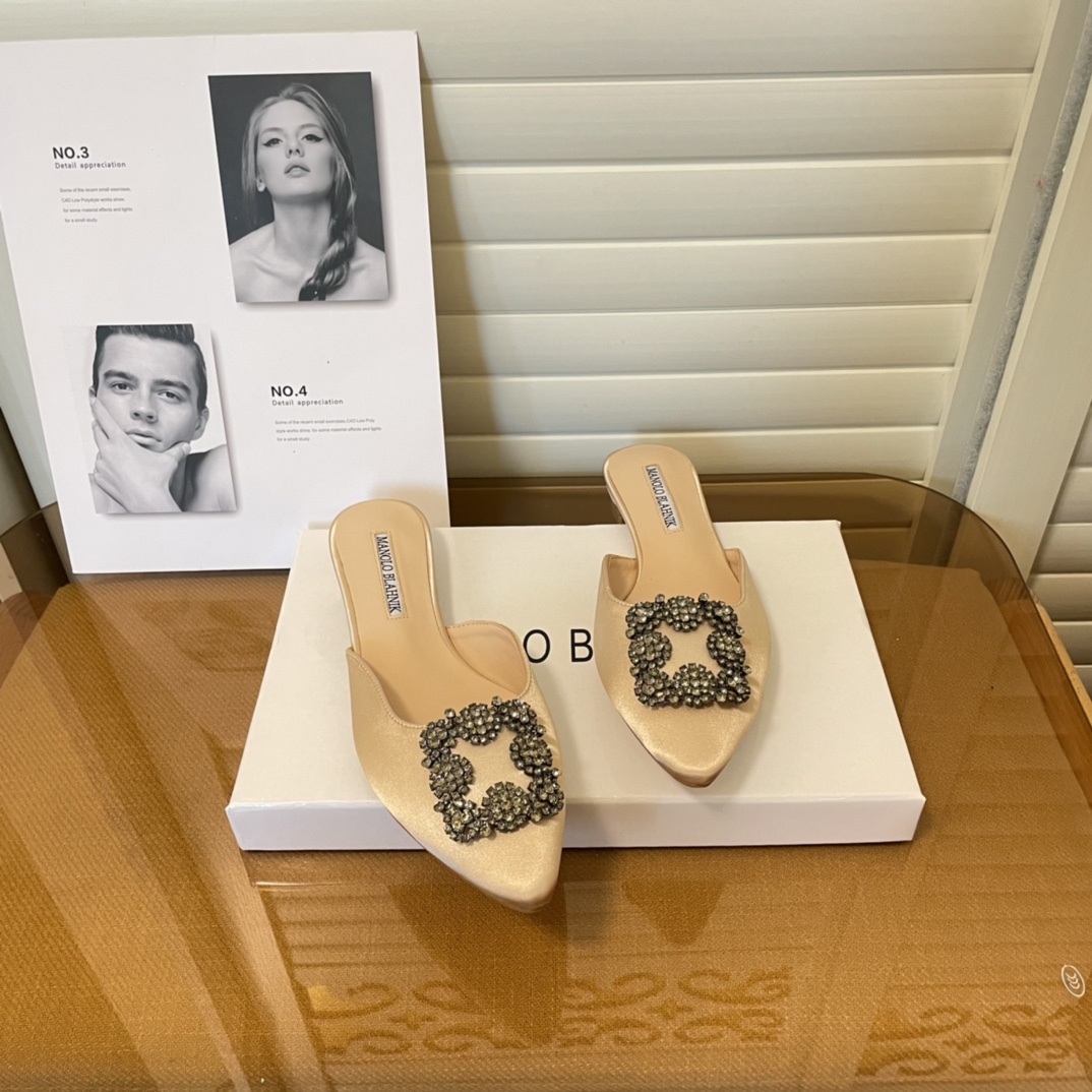 Manolo Blahnik pointed toe flat slippers-Luxeon