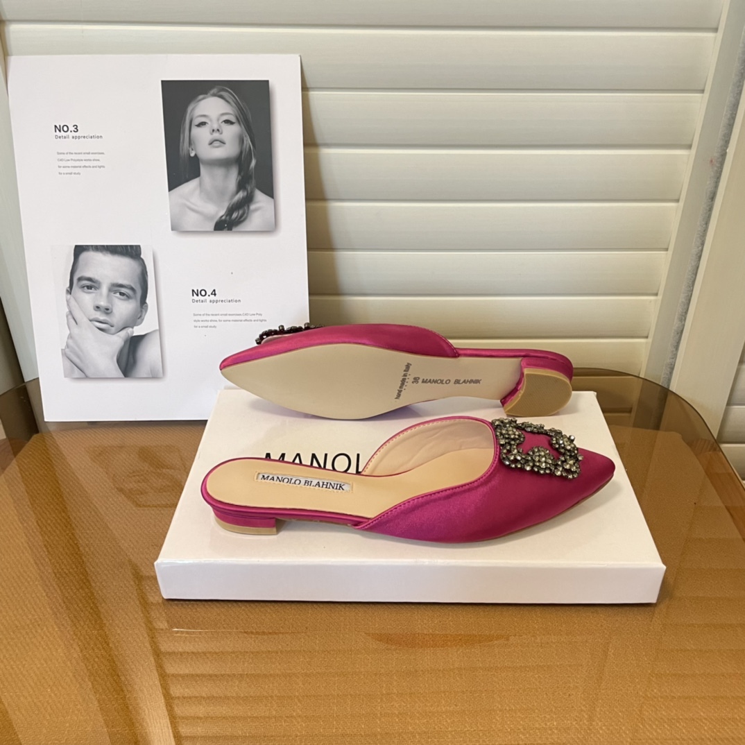 Manolo Blahnik pointed toe flat slippers-Luxeon