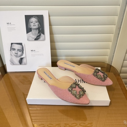 Manolo Blahnik pointed toe flat slippers-Luxeon