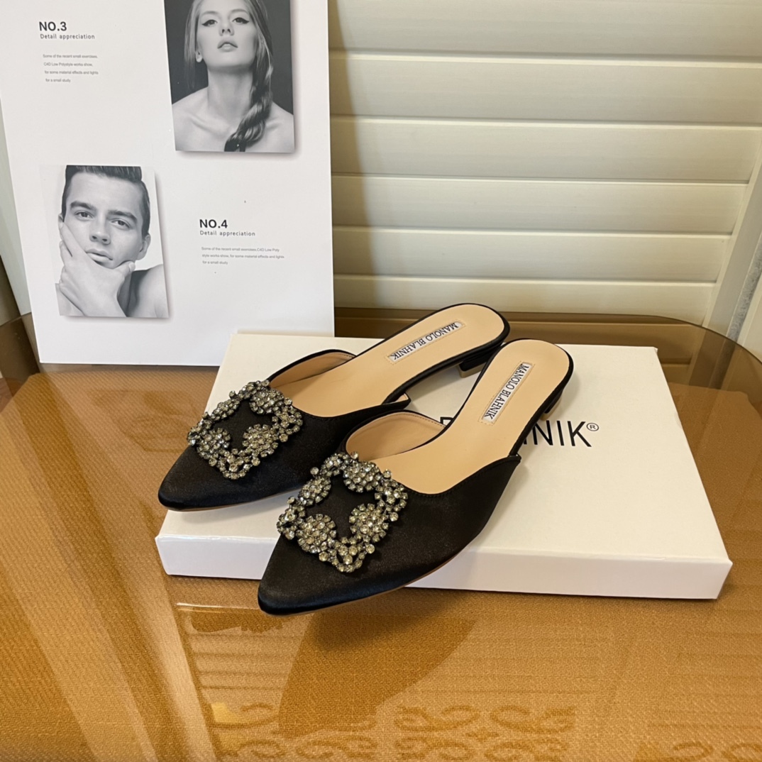 Manolo Blahnik pointed toe flat slippers-Luxeon