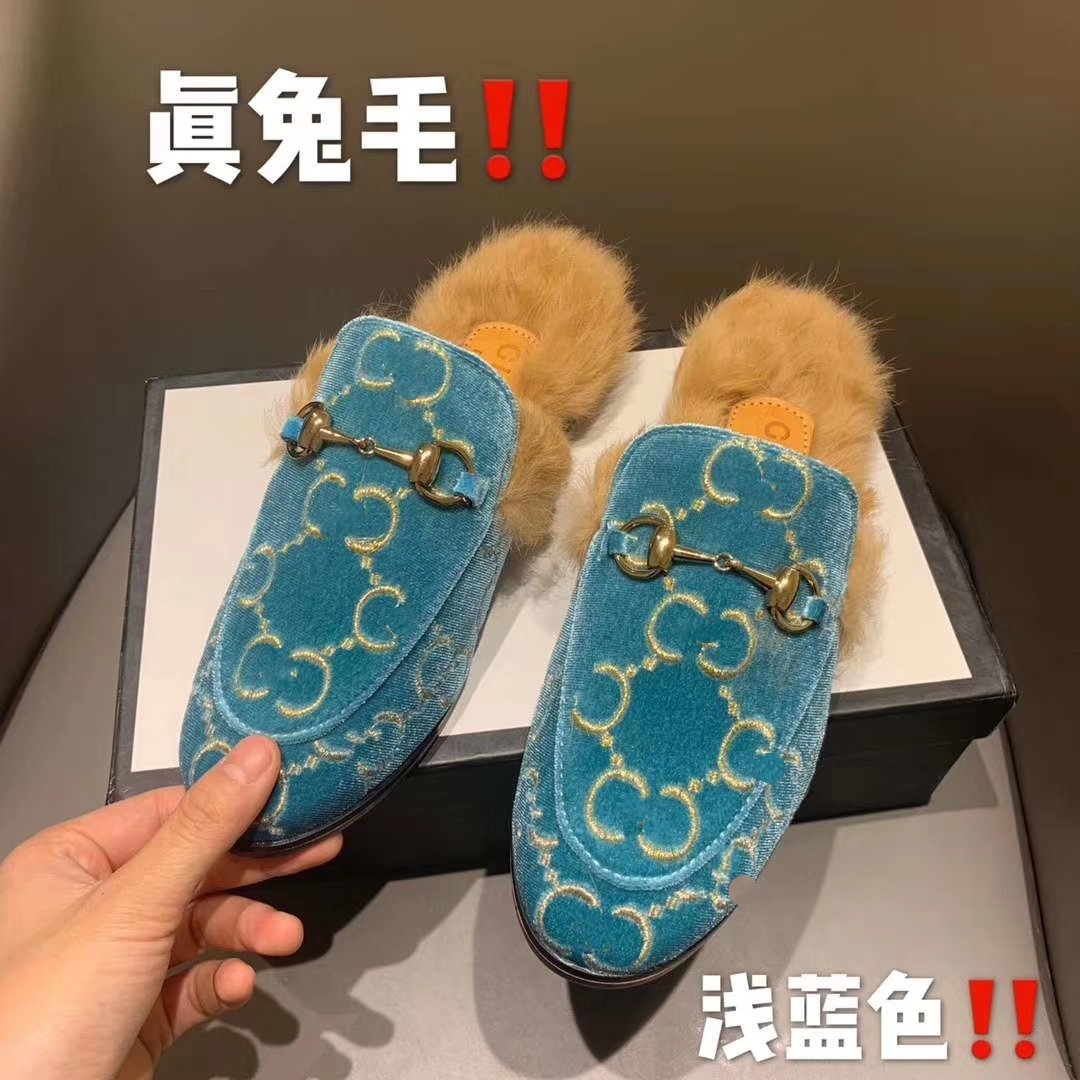 G style Winter Women Fluffy Fur Slippers-Luxeon