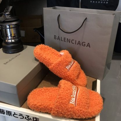 B style new women fur slippers with logo upper-Luxeon