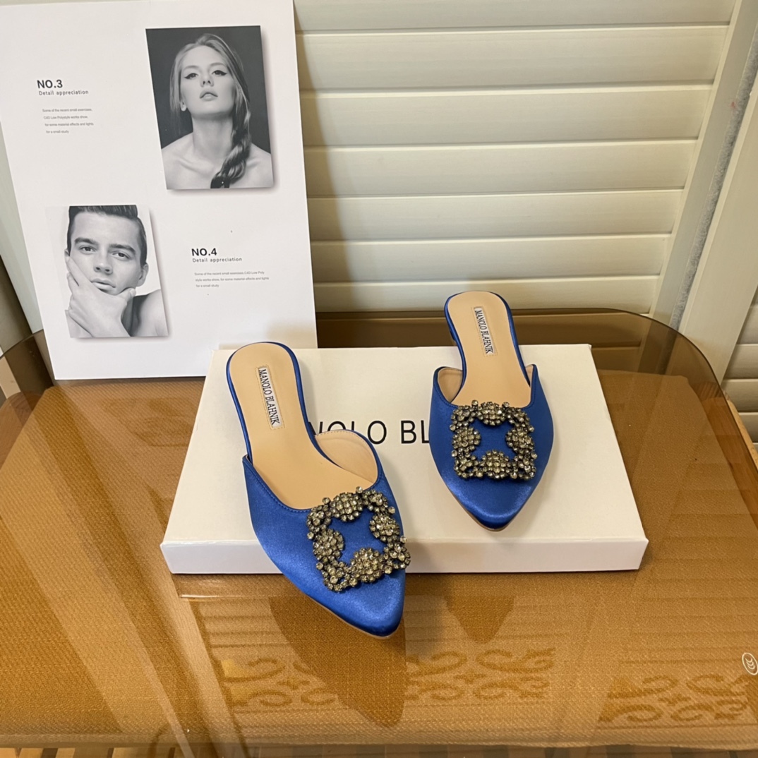 Manolo Blahnik pointed toe flat slippers-Luxeon