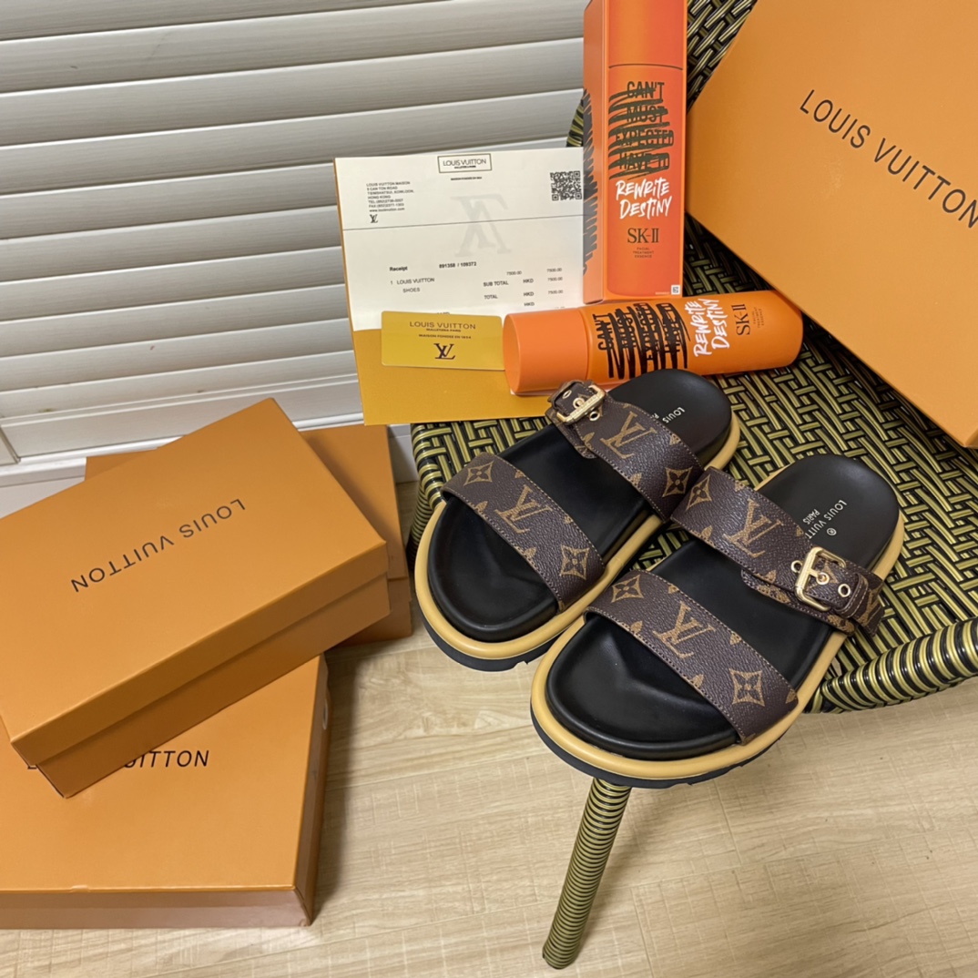 L style Print Double Strap Sandals-Luxeon