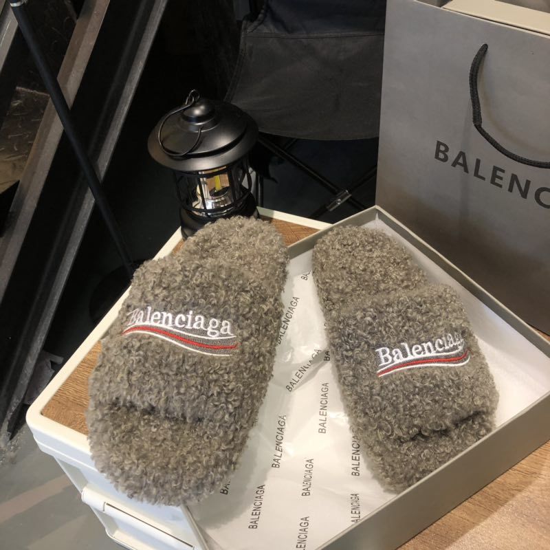 B style new women fur slippers with logo upper-Luxeon