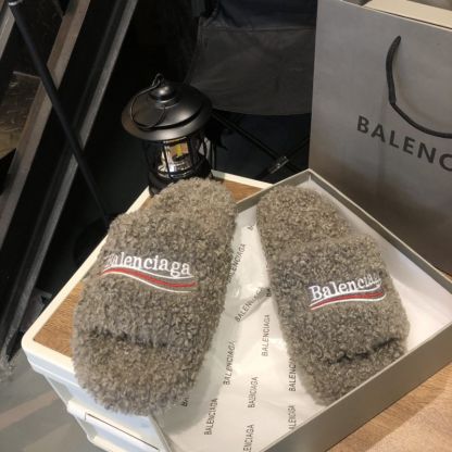 B style new women fur slippers with logo upper-Luxeon