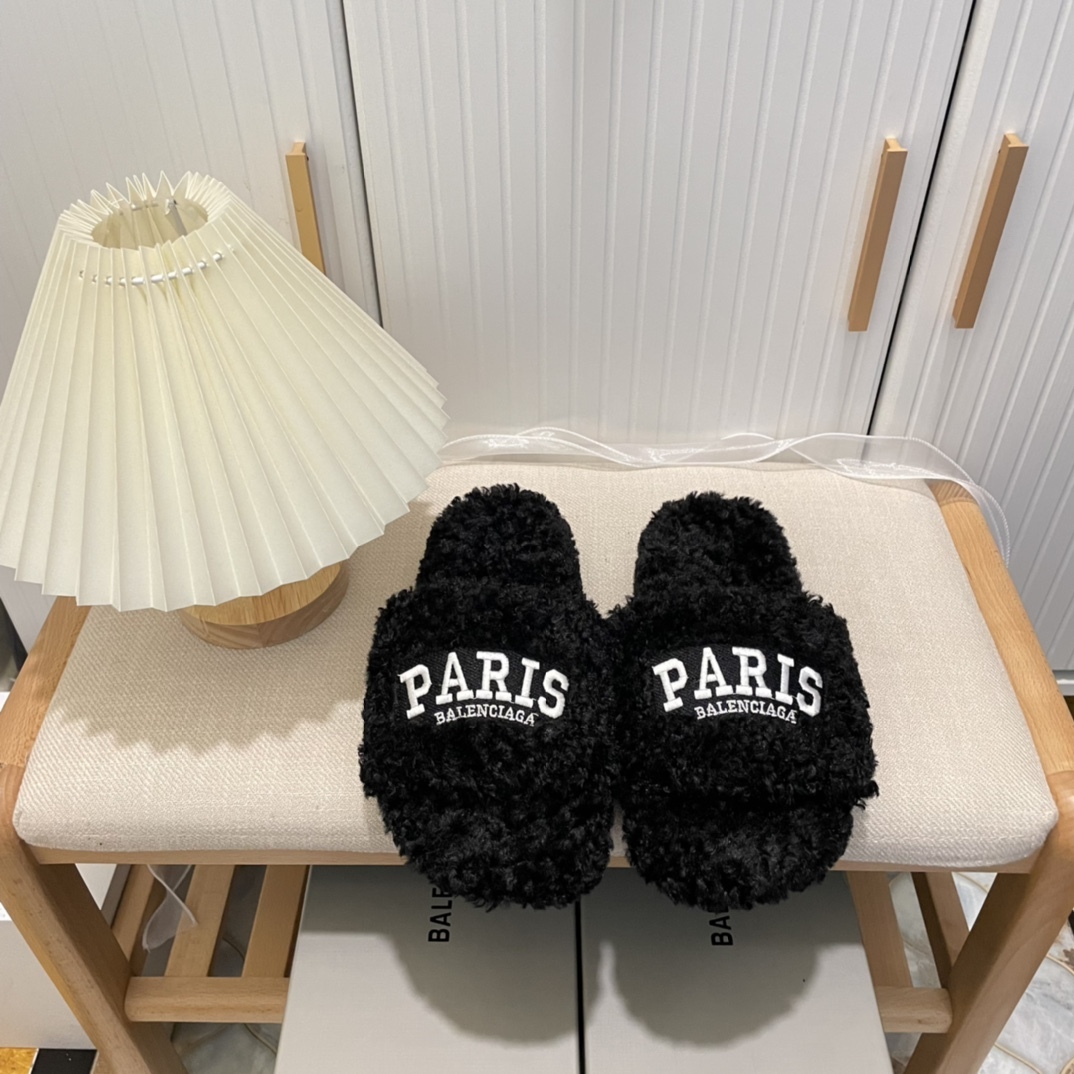 B style winter new fuzz fur slippers-Luxeon