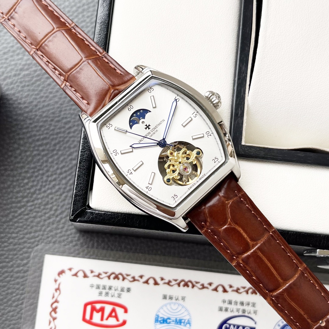 Vacheron Constantin Men Watch Cowhide Watchband Mineral Mirror-Luxeon