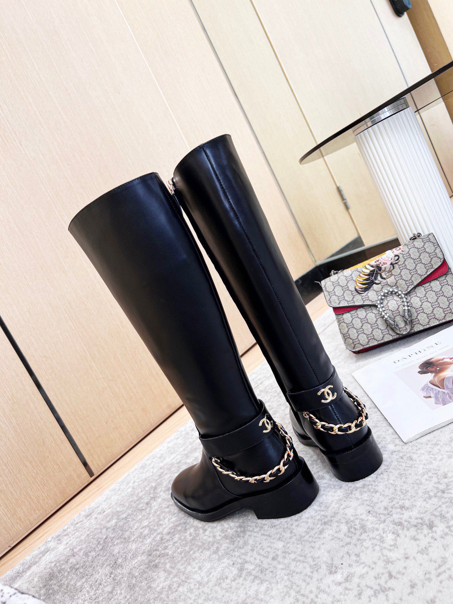 Black long boots with chains 35-41