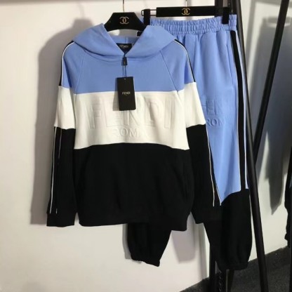 F style long sleeve match color hoodie + loose waist casual pants-Luxeon