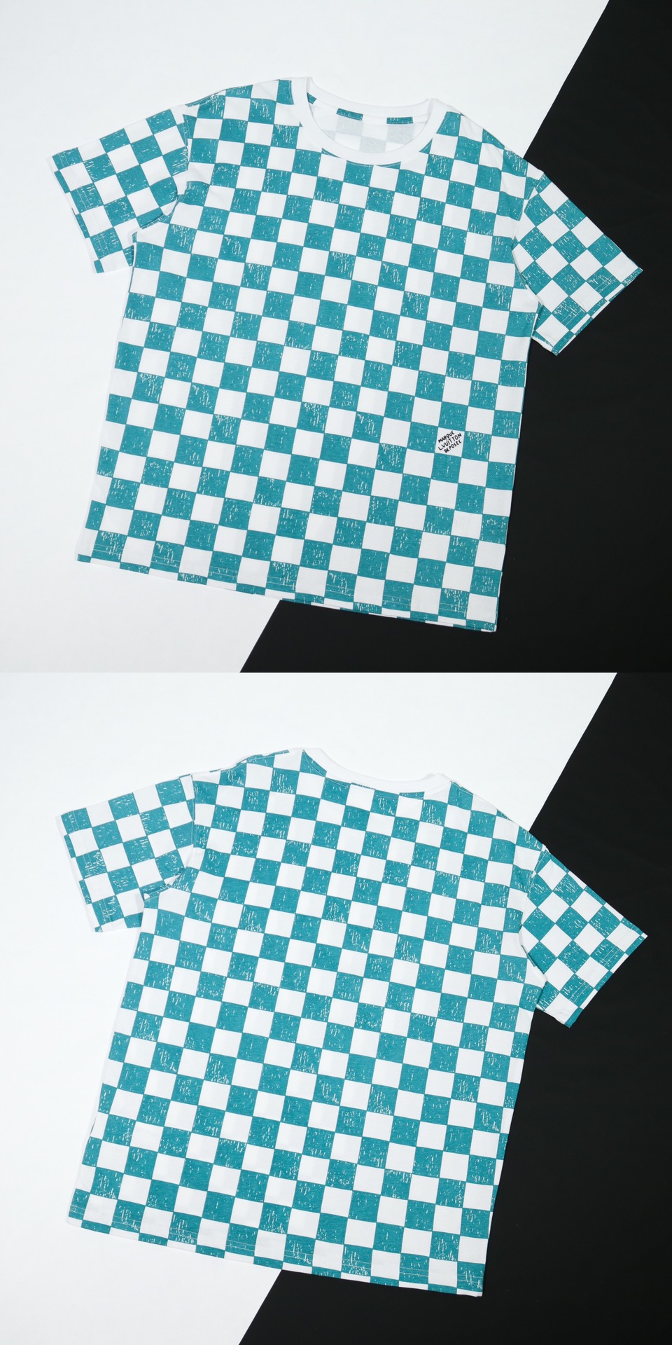 L style Top quality high level checkerboard dyed short sleeve T-shirt-Luxeon