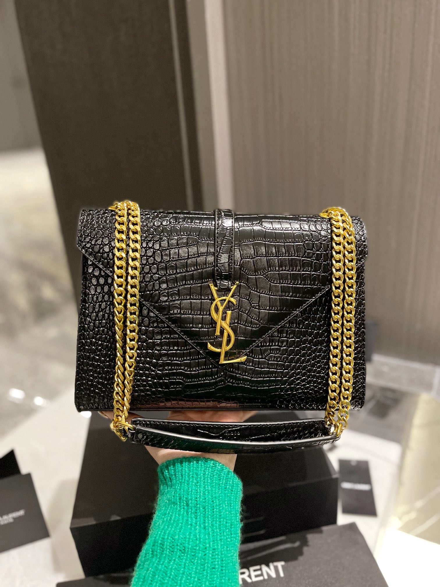 Y style Saint Laurent Handbags Crocodile Pattern-Luxeon