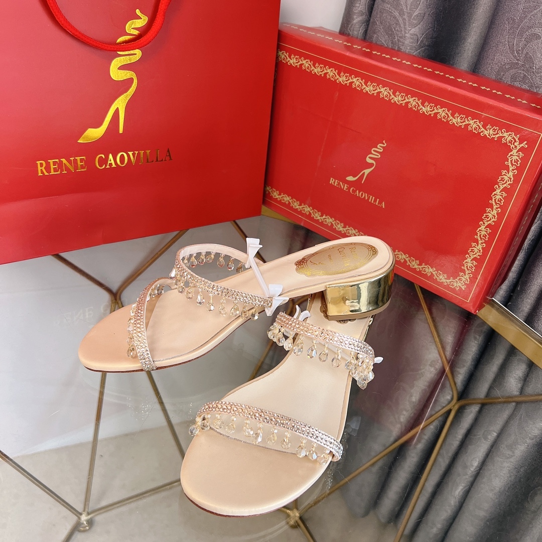 RC women chucky heel rhinestone sandals-Luxeon