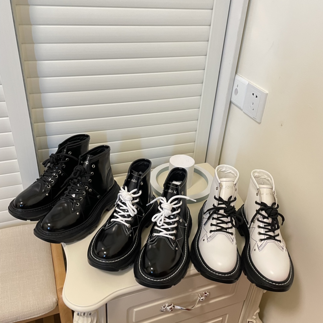 Alexander McQueen British style women rider short boots-Luxeon