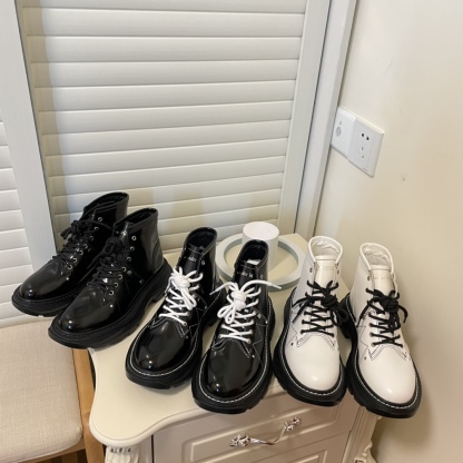 Alexander McQueen British style women rider short boots-Luxeon