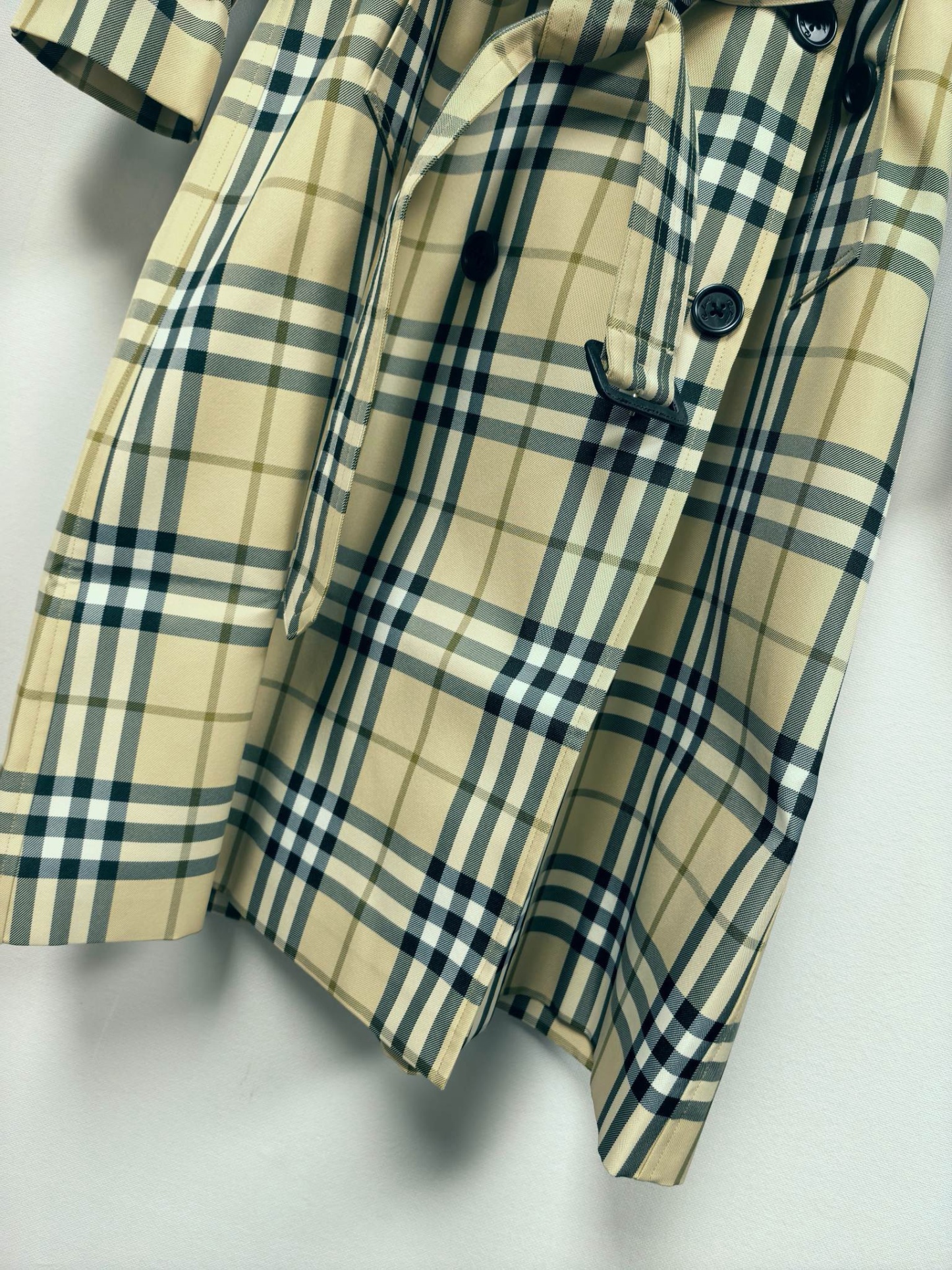 Long plaid trench coat