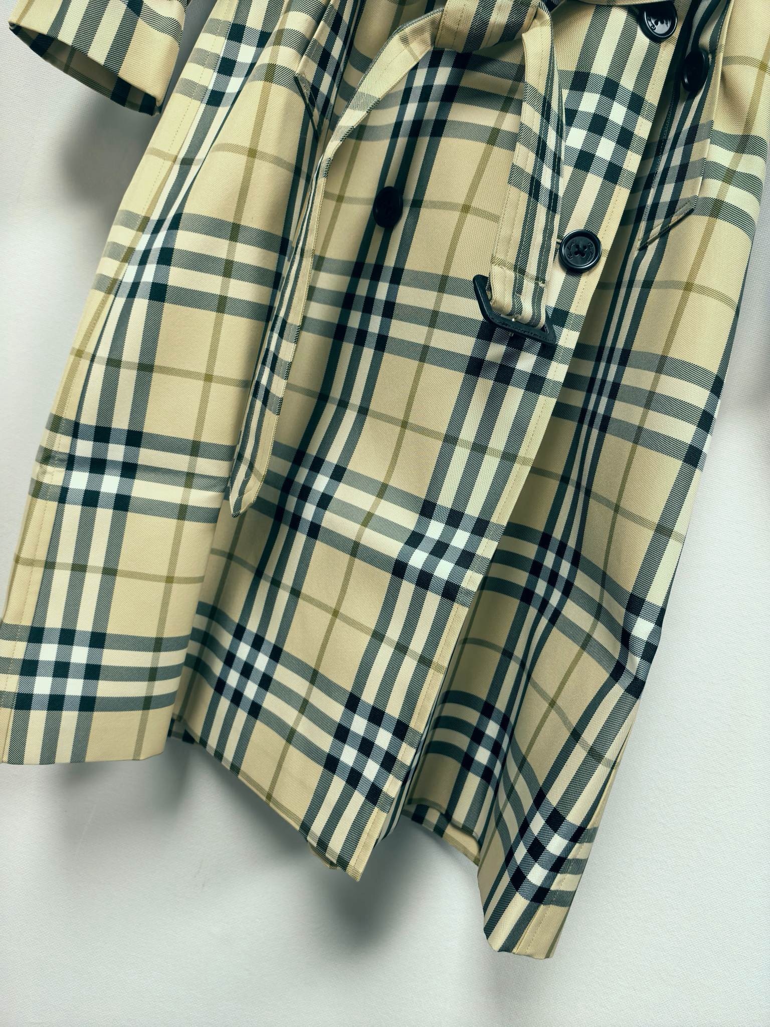 Long plaid trench coat