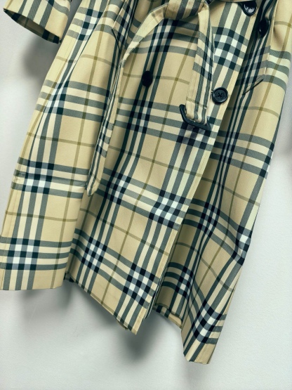 Long plaid trench coat