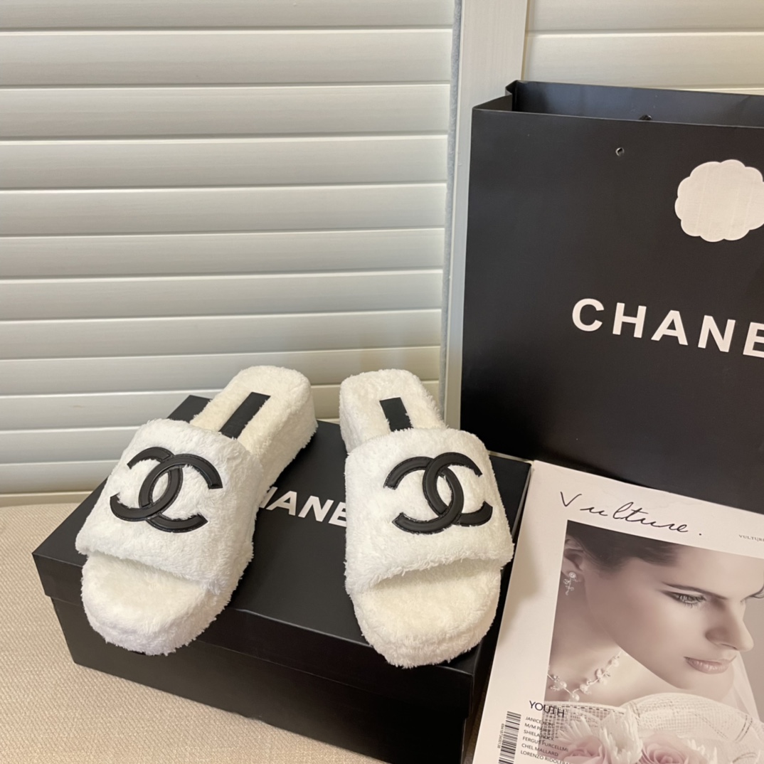 C style double-c terry wool slippers-Luxeon